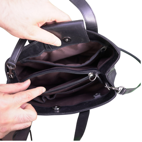 Coach 2-Way Nylon and Leather Medium Black Satchel w/ Crossbody Strap GOK-7400 - Picture 3 of 10